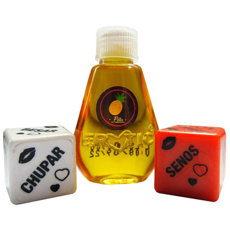 Kit Lubricante Erotic Sensation Oil 14ml + DADOS