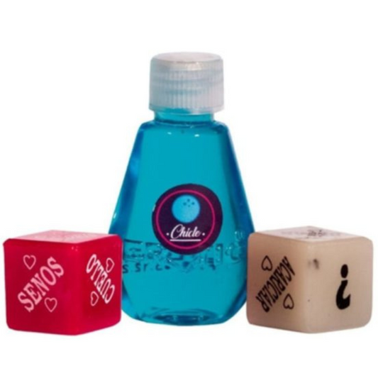 Kit Lubricante Erotic Sensation Oil 14ml + DADOS Chicle